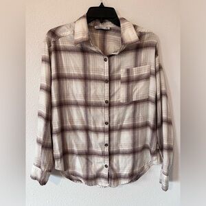 Hollister Boyfriend Cream and Brown Flannel